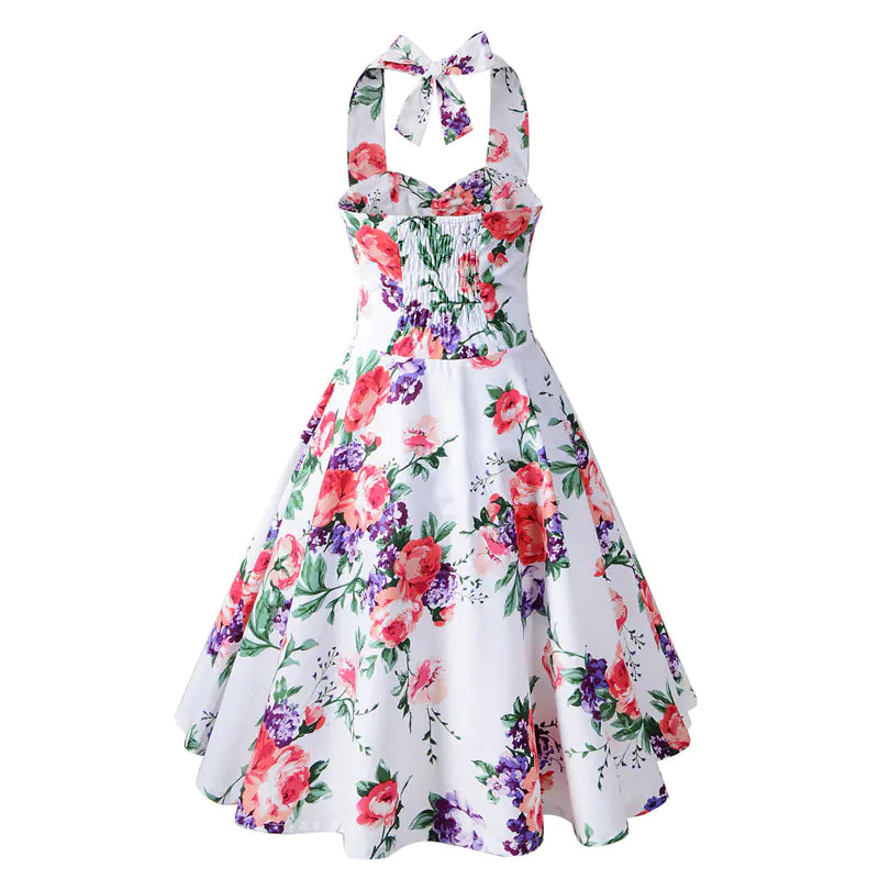Vintage Floral Maxi Dress with Flared Hem