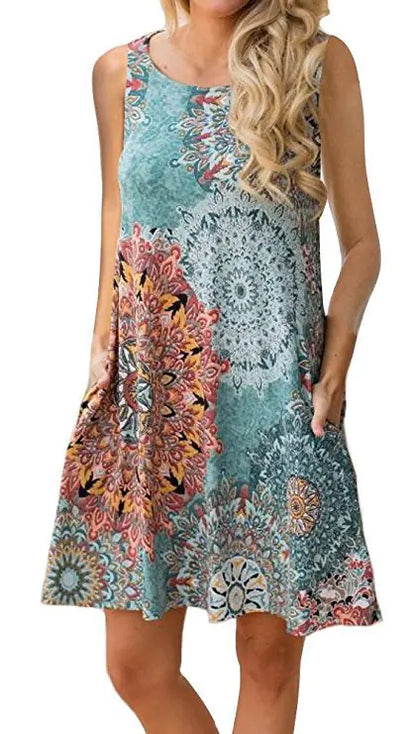 Summer Amazon Bestseller Sleeveless Printed Maxi Dress