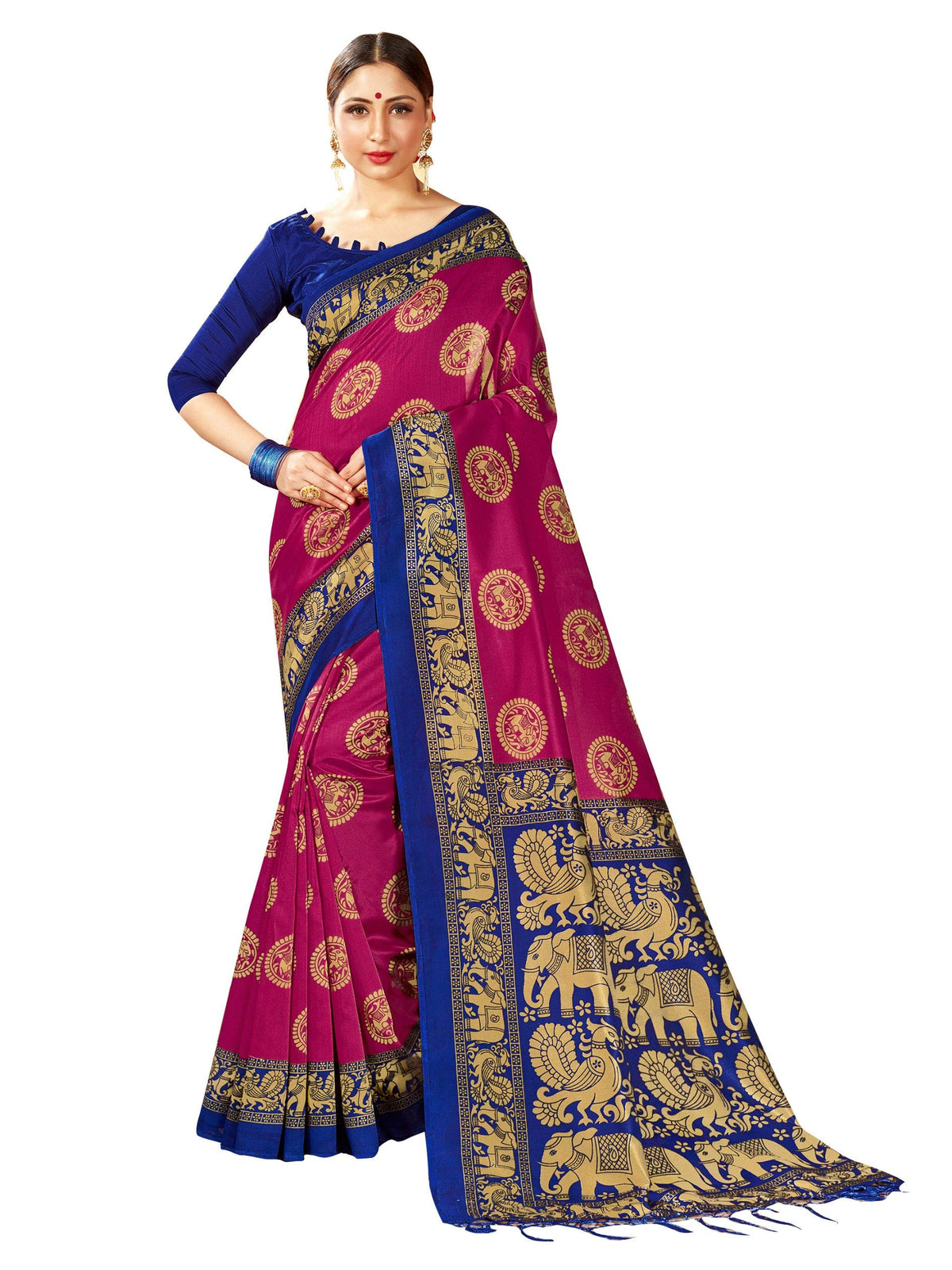 Sarees For Women Mysore Art Silk Printed Saree || Ethnic Gift Indian Traditional Wedding Sari with Unstitched Blouse