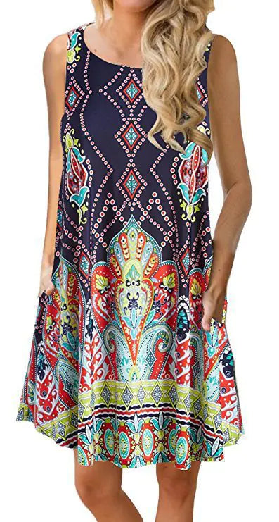 Summer Amazon Bestseller Sleeveless Printed Maxi Dress