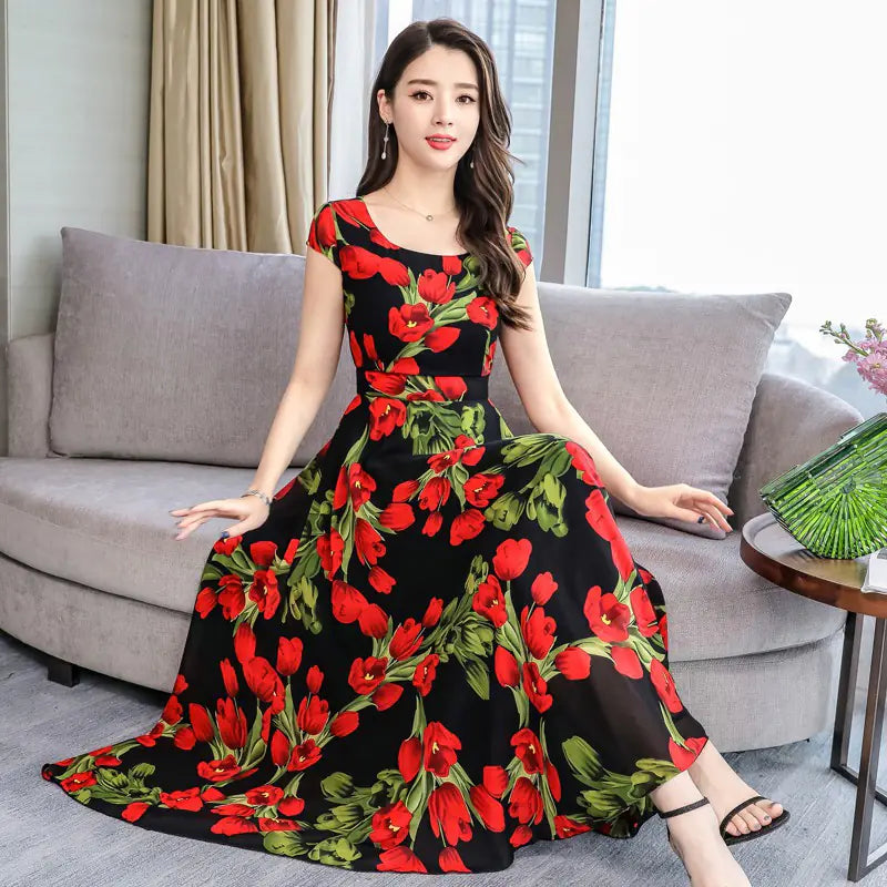 Summer New Women's Bohemian Printed Maxi Dress