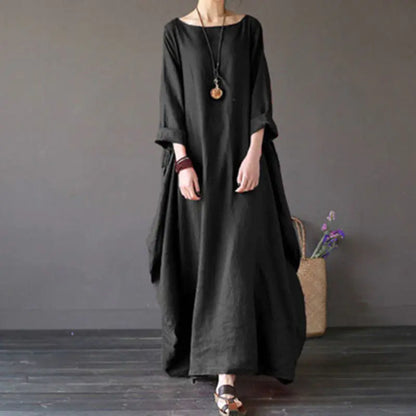 Cotton-Linen Casual Maxi Dress