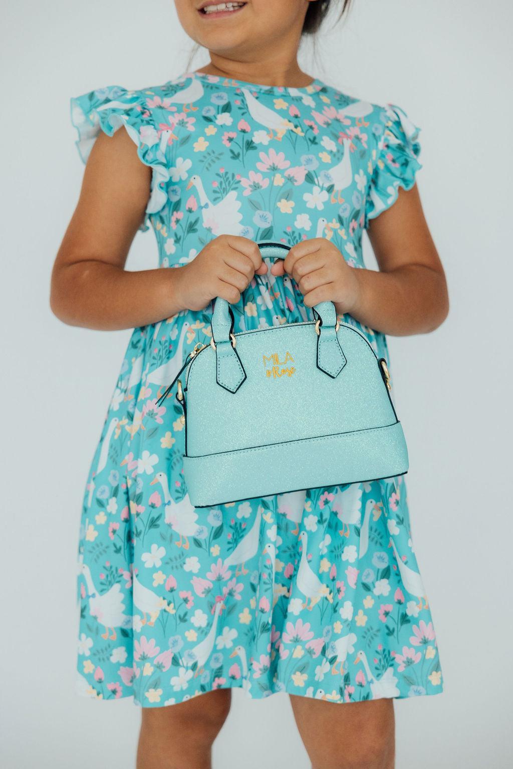 Aqua Glitter Girl's Crossbody Purse