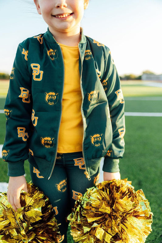 Baylor Green Bear Satin Jacket