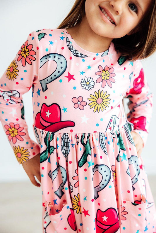 Boots & Bling L/S Pocket Twirl Dress