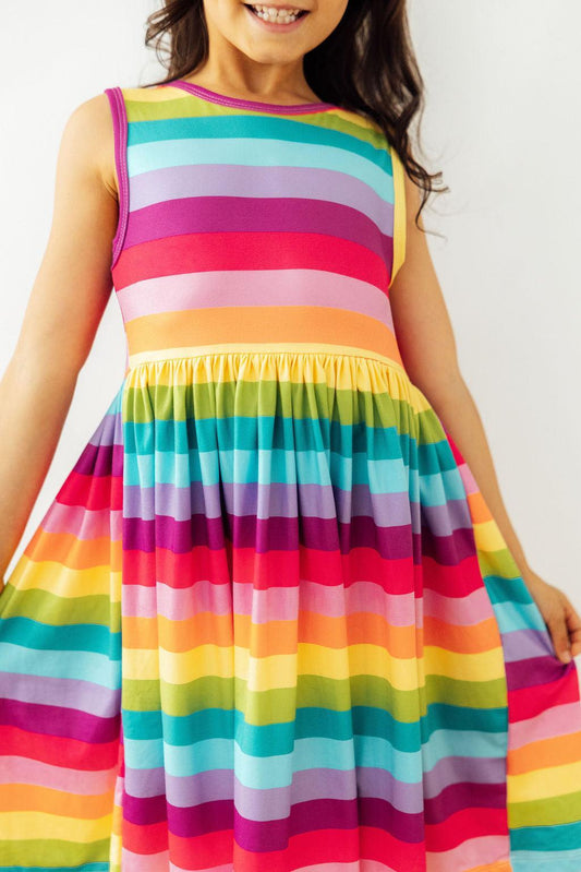 Cheerful Stripes Tank Twirl Dress