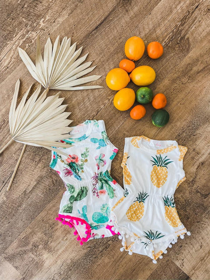 Cute Cactus Pom Pom Romper