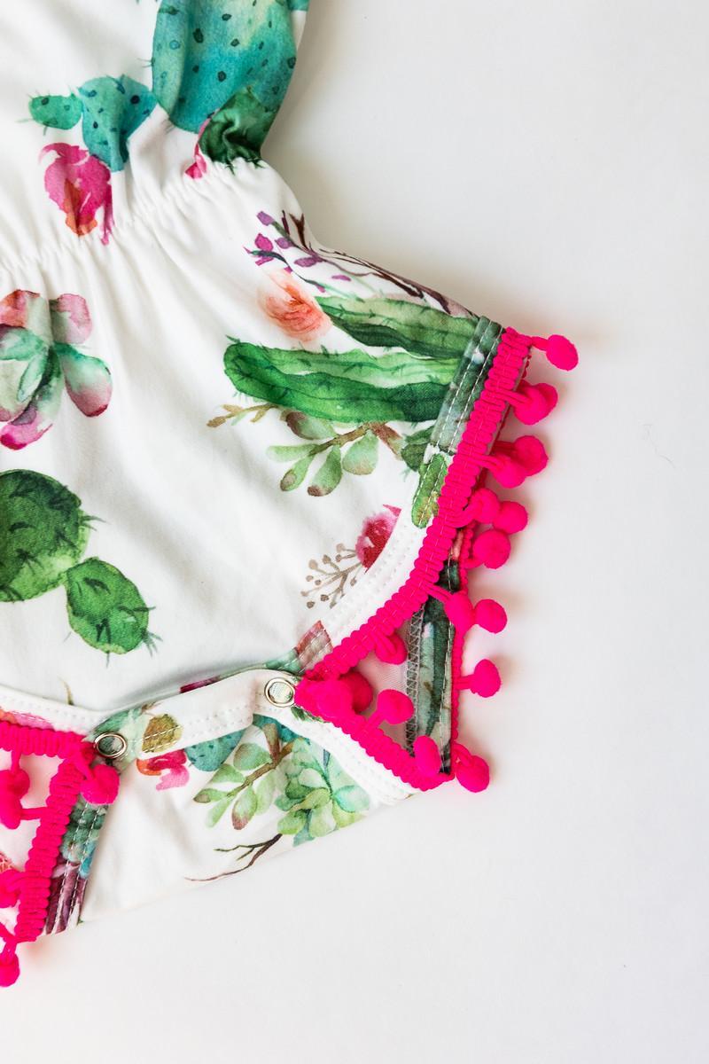 Cute Cactus Pom Pom Romper