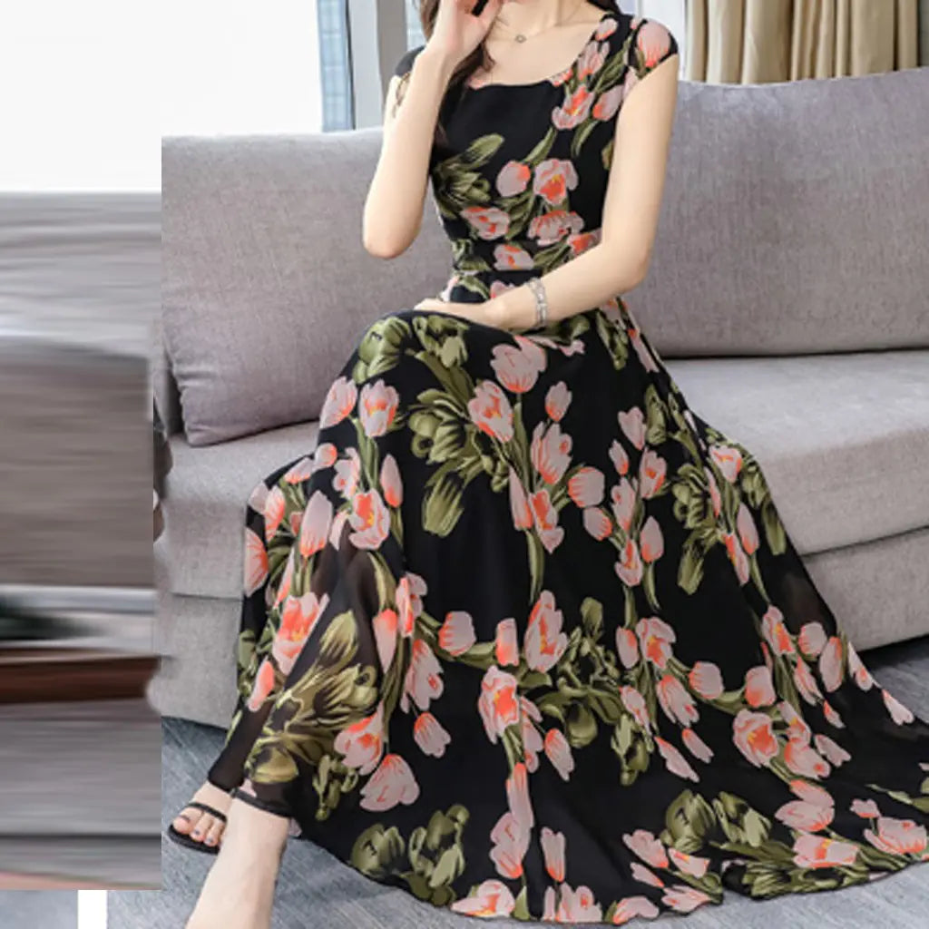 Summer New Women's Bohemian Printed Maxi Dress