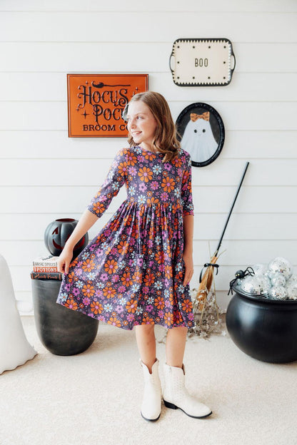 Haunted Garden 3/4 Sleeve Pocket Twirl Dress