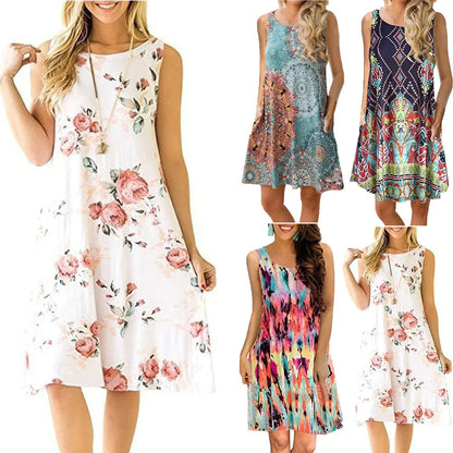 Summer Amazon Bestseller Sleeveless Printed Maxi Dress
