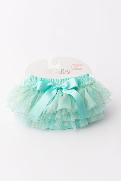 Mint & Gold Glitter Ruffle Tutu Bloomer
