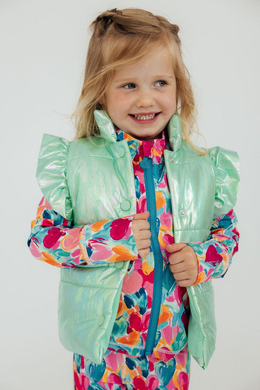 SALE Mint Iridescent Puffer Vest
