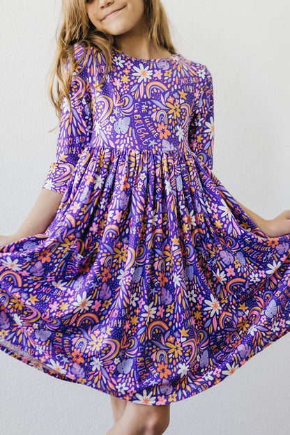No Bad Days 3/4 Sleeve Pocket Twirl Dress