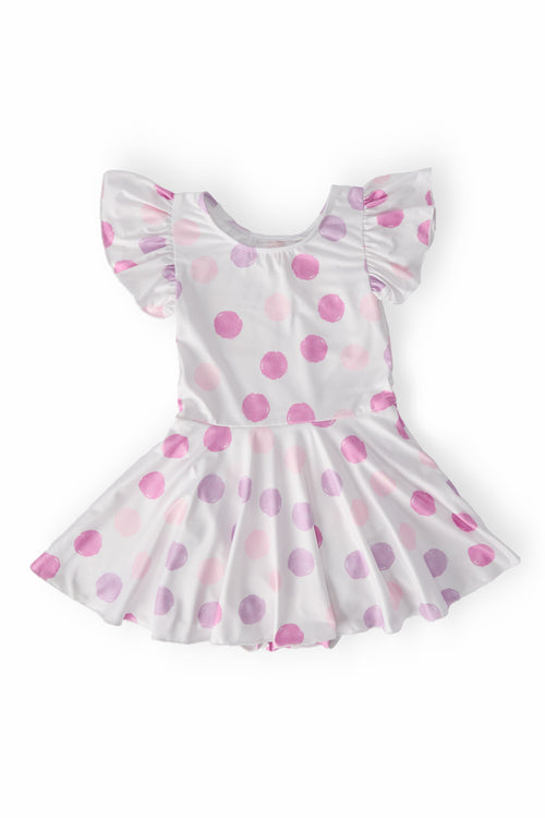 Pastel Polka Dot S/S Twirl Leotard