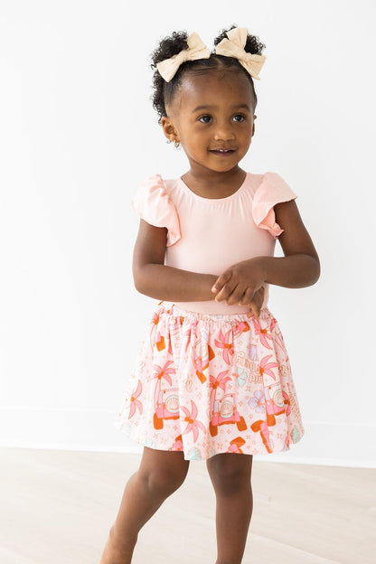 SALE Peach S/S Flutter Sleeve Leotard