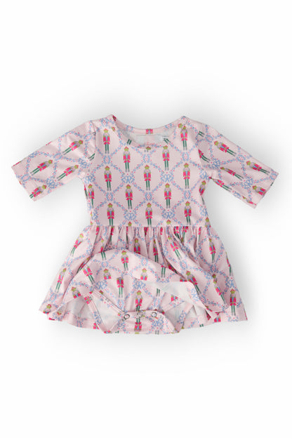 Pink Nutcracker 3/4 Sleeve Twirl Bodysuit