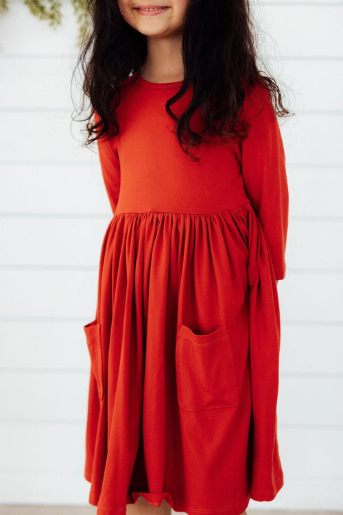 Pumpkin Spice 3/4 Sleeve Pocket Twirl Dress