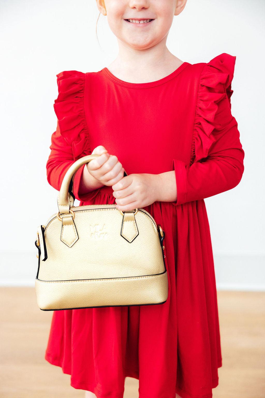 Red L/S Ruffle Twirl Dress