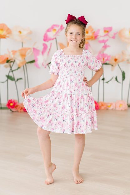 SALE Rose Garden Smocked Ruffle Dress