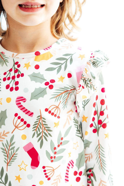 Holly Jolly Christmas L/S Ruffle Tee
