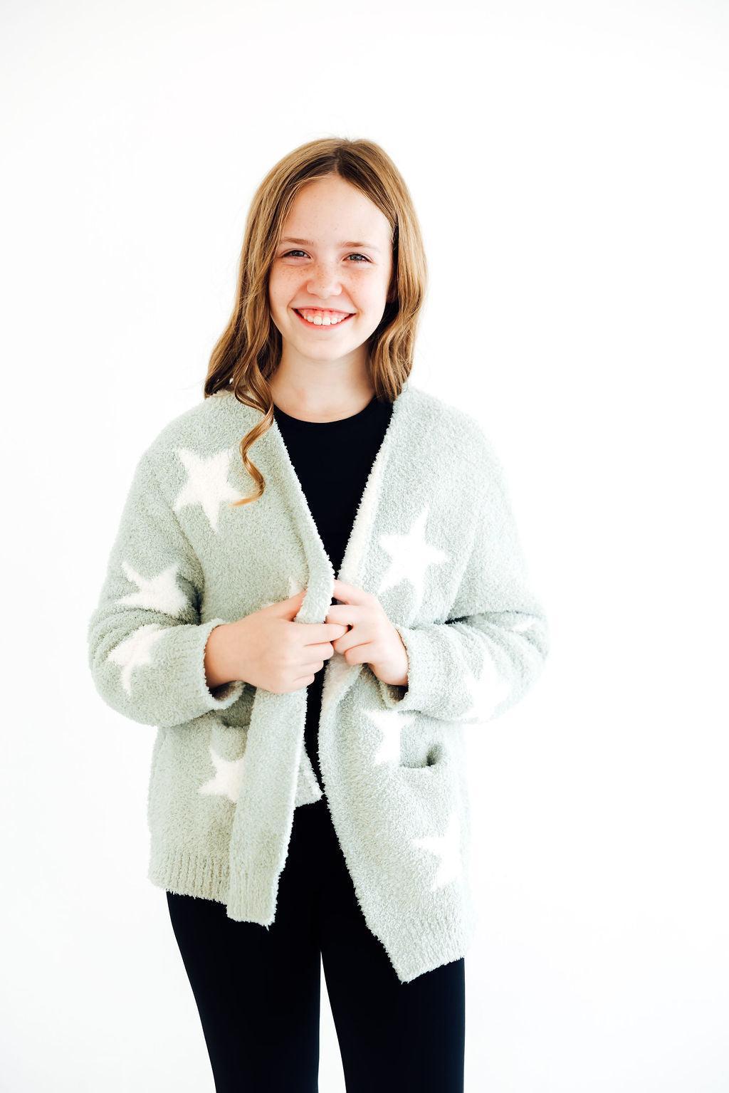 Sage/Coconut Star Cozy Cardigan