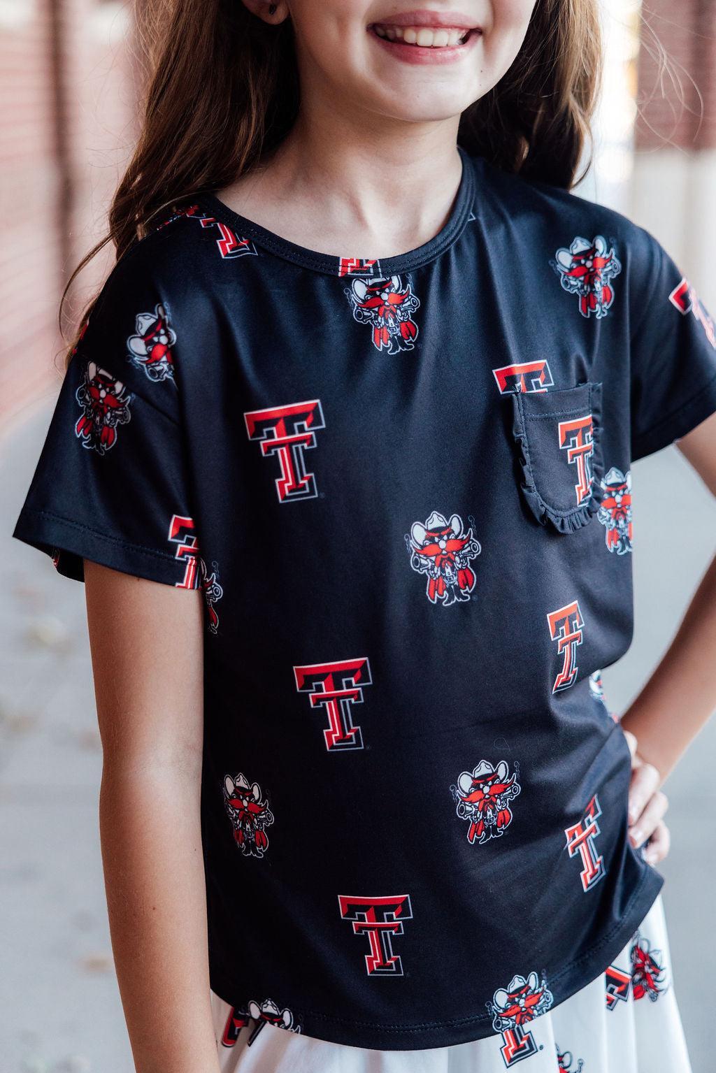 Texas Tech Black Raider Red Ruffle Pocket Tee