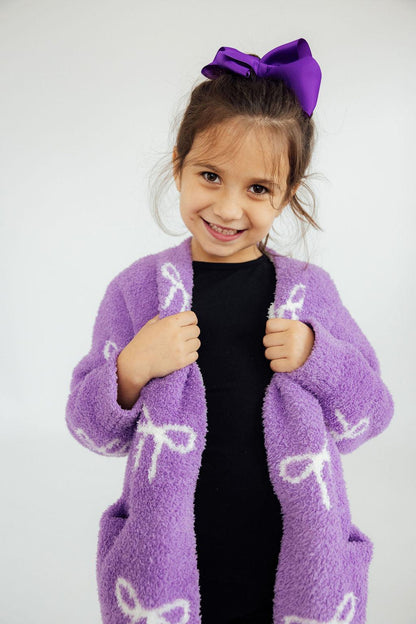 Lilac/Coconut Bow Cozy Cardigan