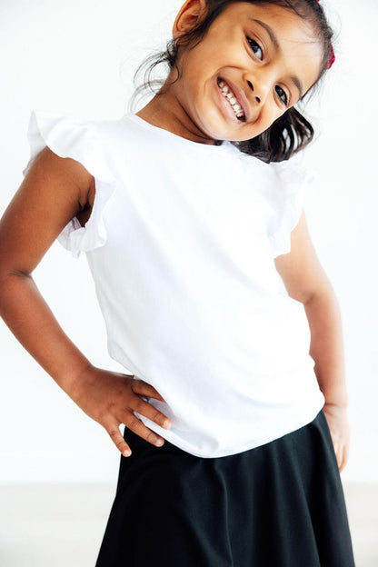 White S/S Ruffle Tee