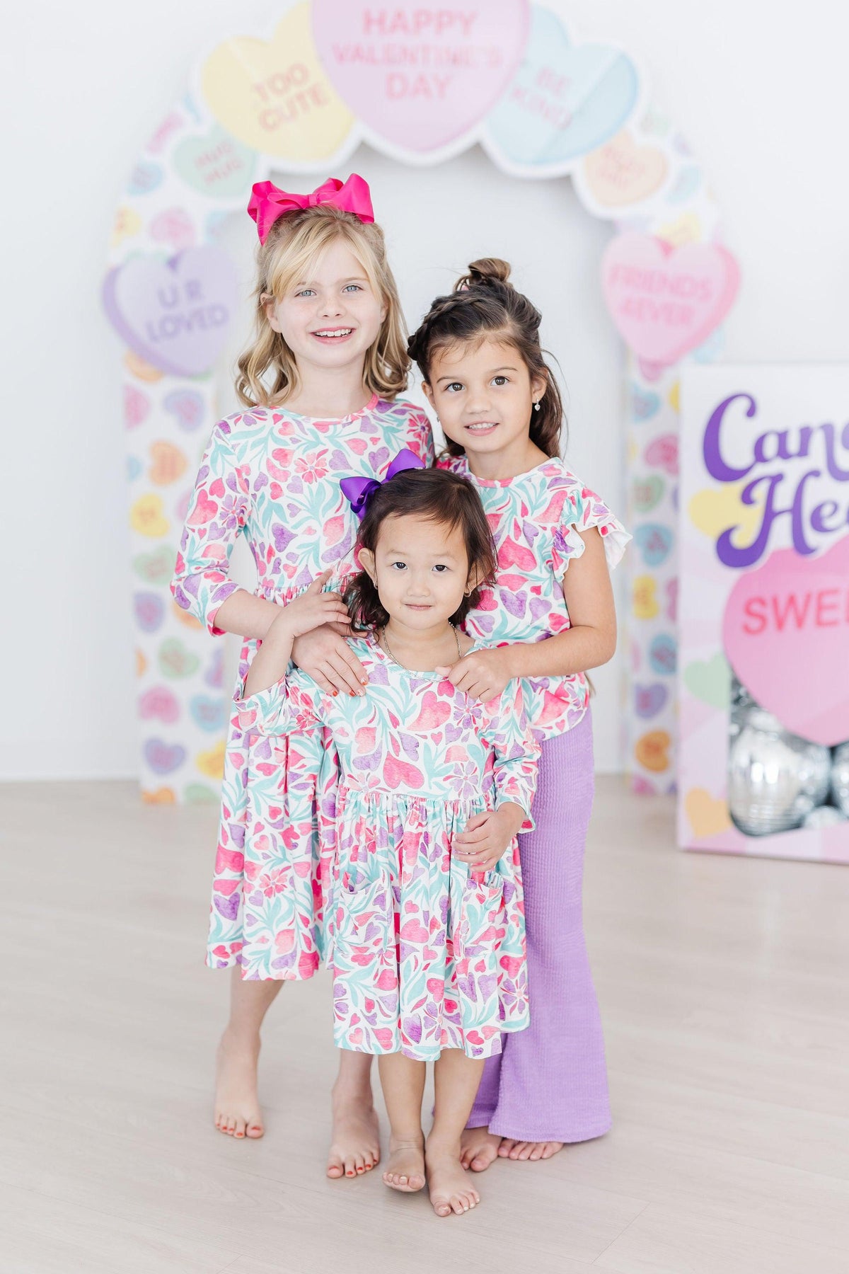 Watercolor Hearts Flutter Sleeve Twirl Dress
