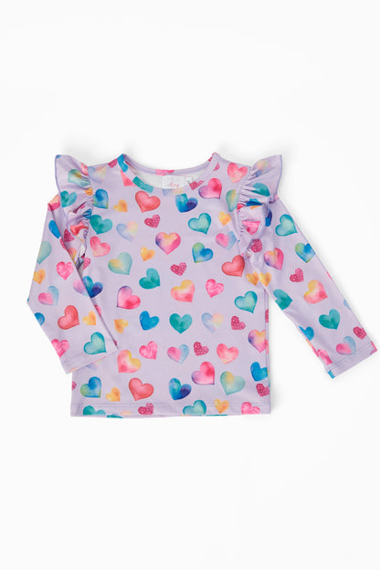 Watercolor Kisses L/S Ruffle Tee