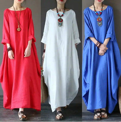 Cotton-Linen Casual Maxi Dress