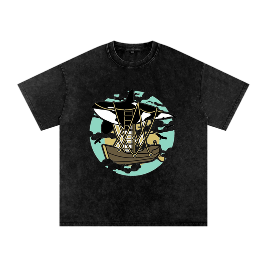 Snow Washed Oversized Cotton T-Shirt