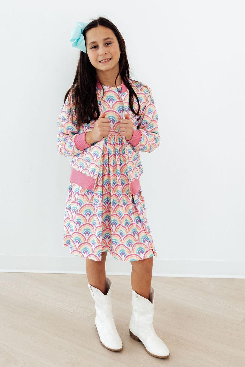 Watercolor Rainbows S/S Pocket Twirl Dress