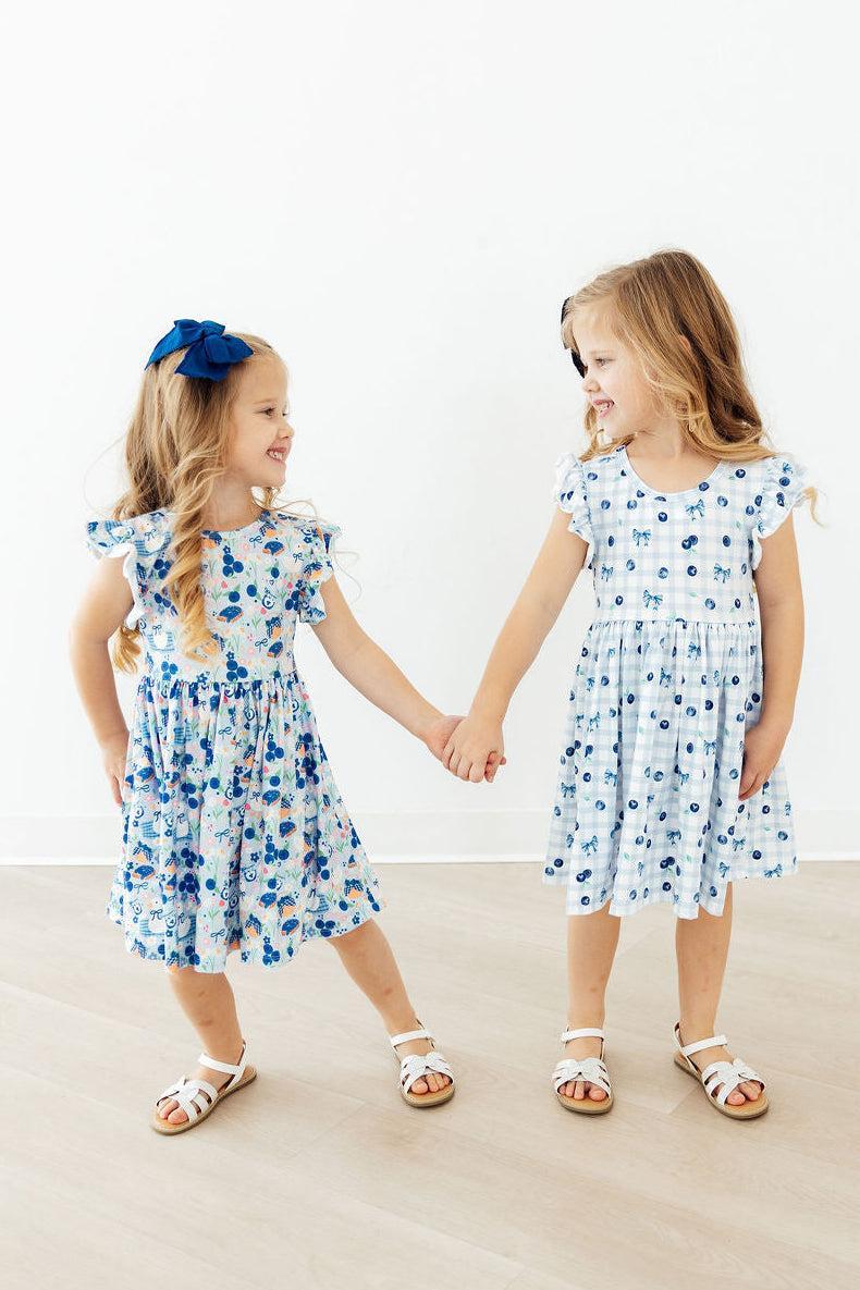 Berry Cute Flutter Sleeve Twirl Dress