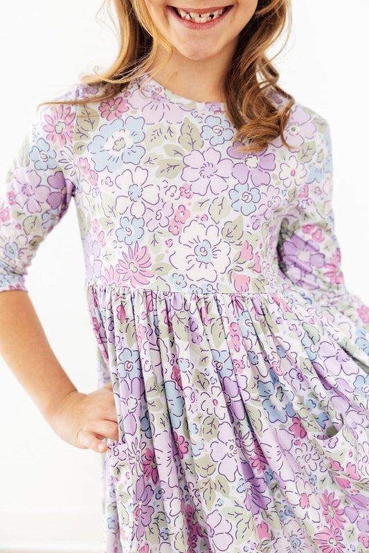 Spring Gardens 3/4 Sleeve Pocket Twirl Dress