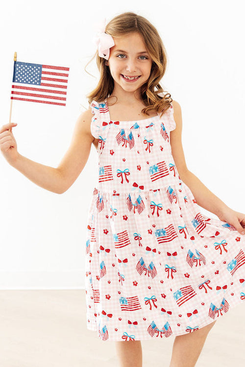 Fancy Flags Ruffle Cross Back Dress